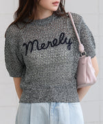 コード刺繍ロゴ入り麻タッチプルオーバー