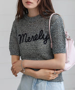 コード刺繍ロゴ入り麻タッチプルオーバー