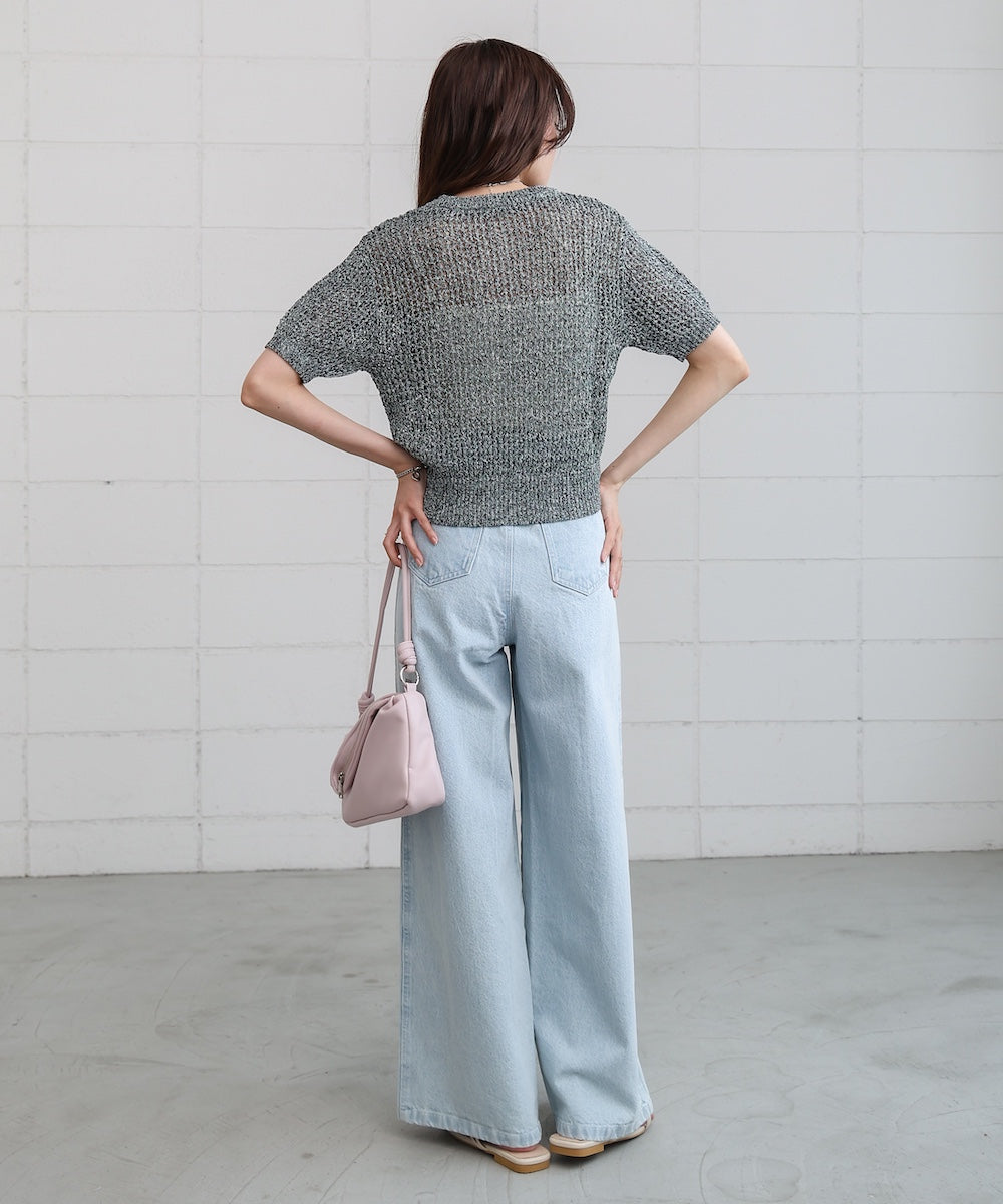 コード刺繍ロゴ入り麻タッチプルオーバー