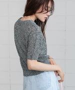 コード刺繍ロゴ入り麻タッチプルオーバー