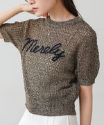 コード刺繍ロゴ入り麻タッチプルオーバー