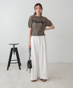 コード刺繍ロゴ入り麻タッチプルオーバー