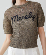 コード刺繍ロゴ入り麻タッチプルオーバー