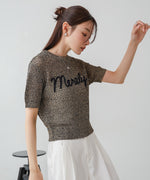 コード刺繍ロゴ入り麻タッチプルオーバー