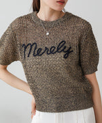 コード刺繍ロゴ入り麻タッチプルオーバー