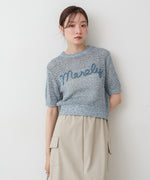 コード刺繍ロゴ入り麻タッチプルオーバー