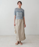 コード刺繍ロゴ入り麻タッチプルオーバー