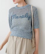 コード刺繍ロゴ入り麻タッチプルオーバー