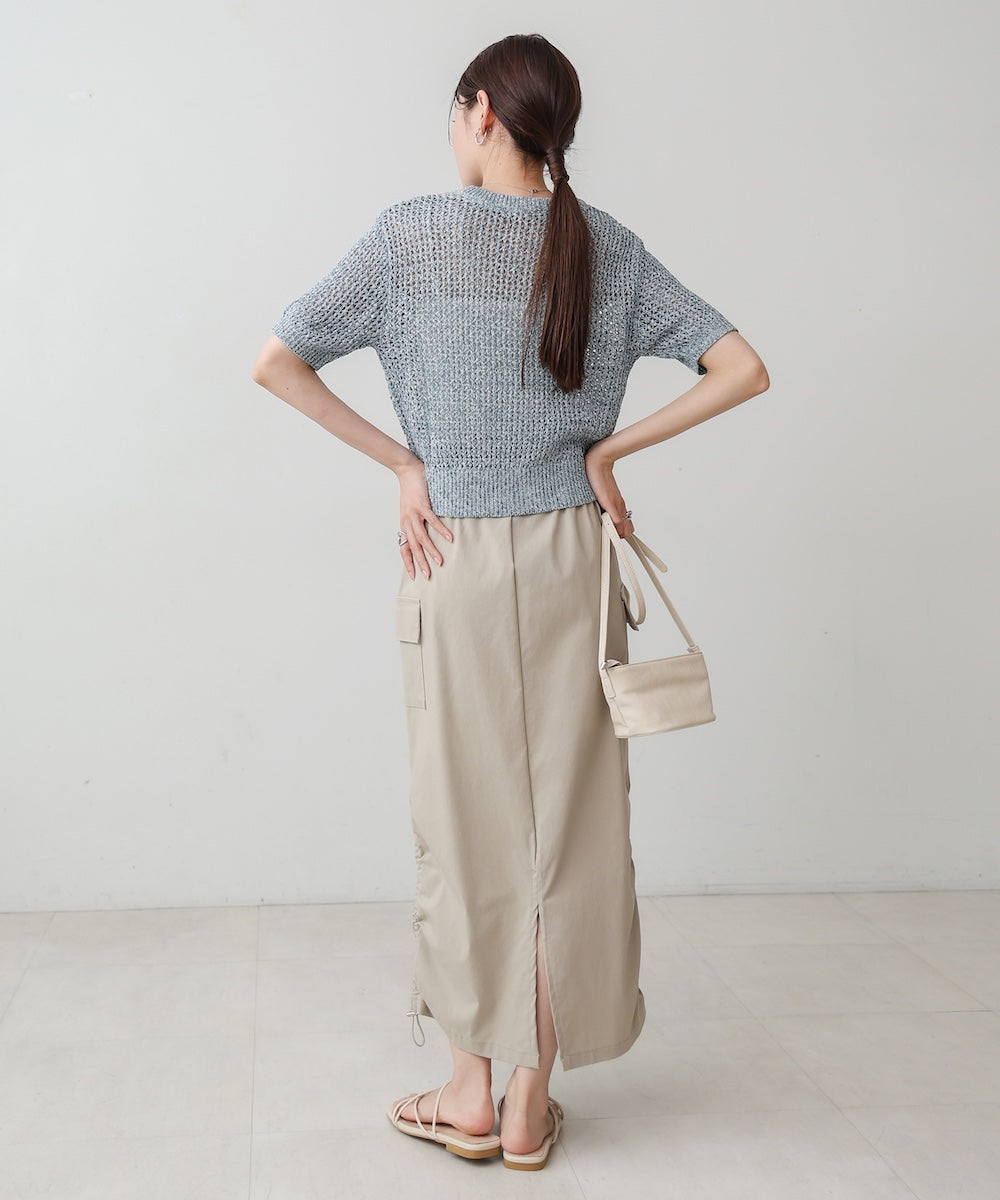 コード刺繍ロゴ入り麻タッチプルオーバー