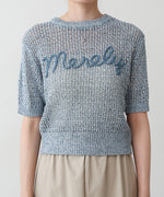 コード刺繍ロゴ入り麻タッチプルオーバー