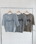 コード刺繍ロゴ入り麻タッチプルオーバー