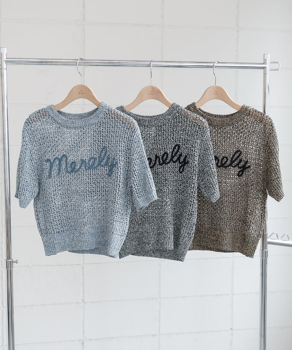 コード刺繍ロゴ入り麻タッチプルオーバー