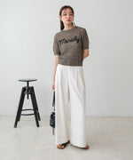 コード刺繍ロゴ入り麻タッチプルオーバー