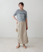 コード刺繍ロゴ入り麻タッチプルオーバー