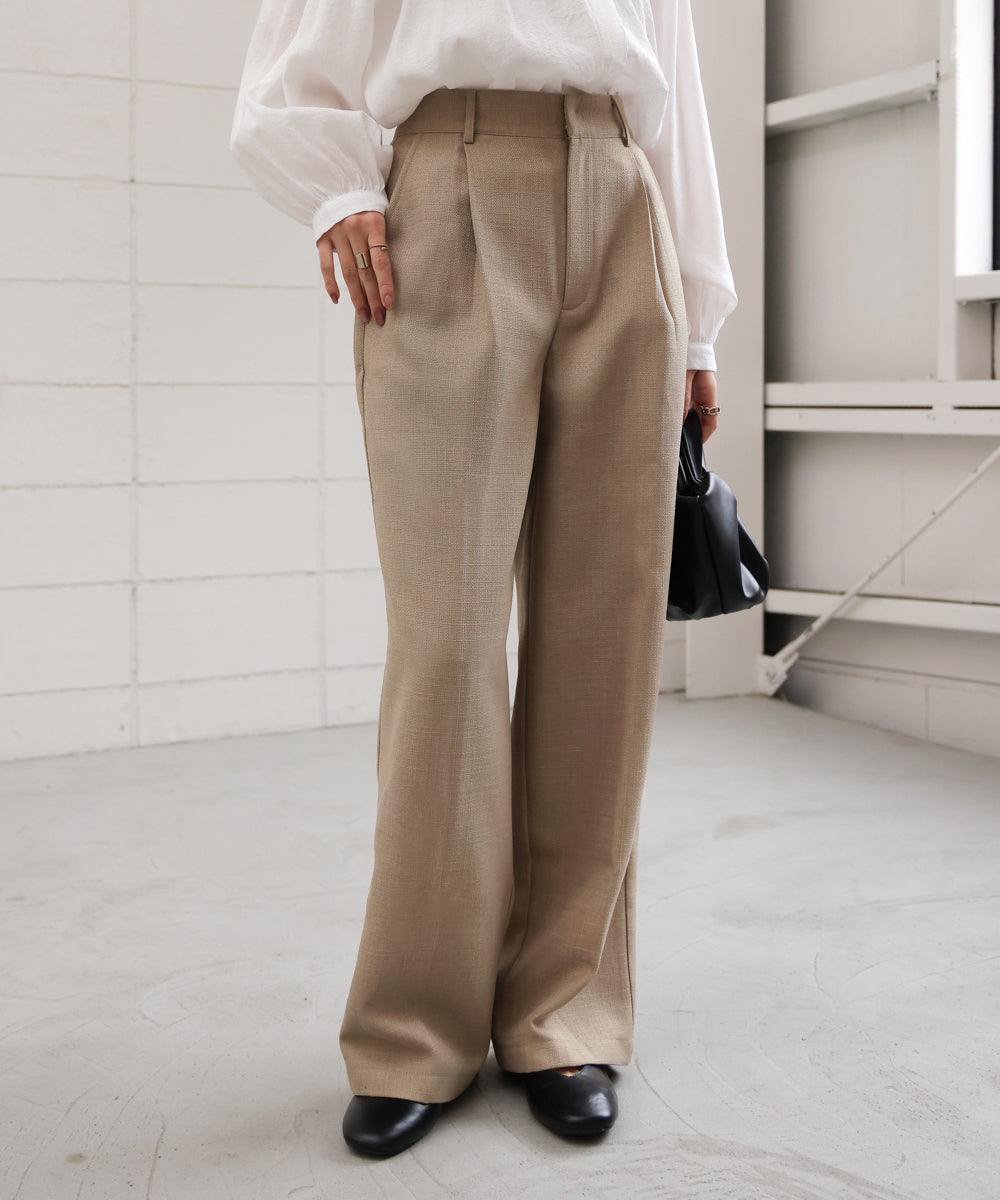 tweed tuck wide pants