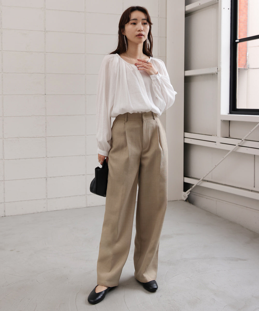 tweed tuck wide pants