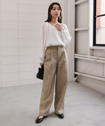 tweed tuck wide pants