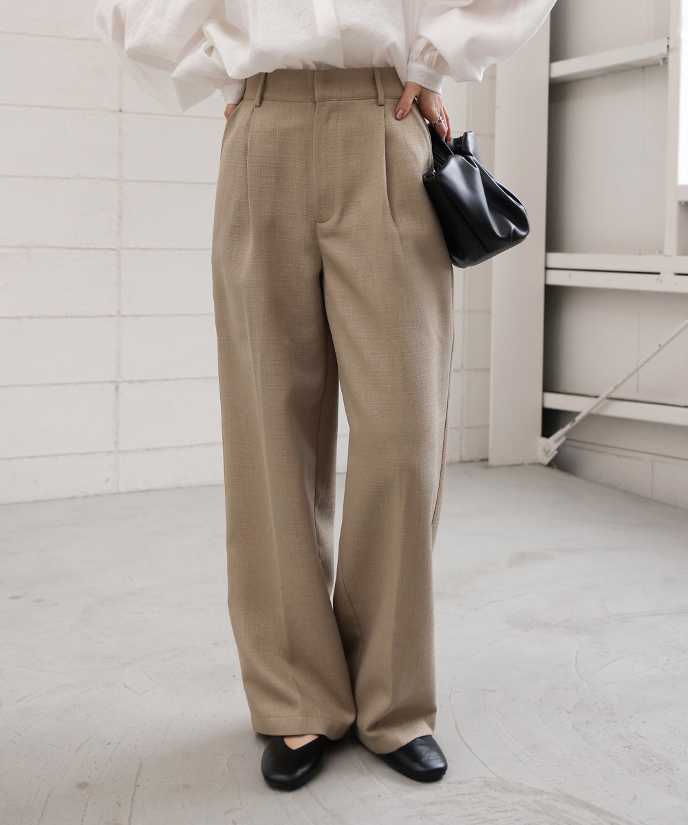 tweed tuck wide pants