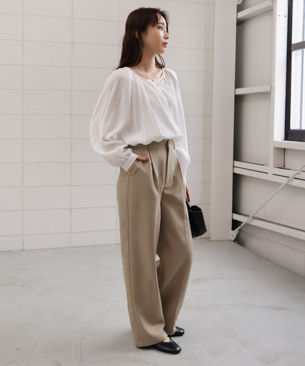 tweed tuck wide pants