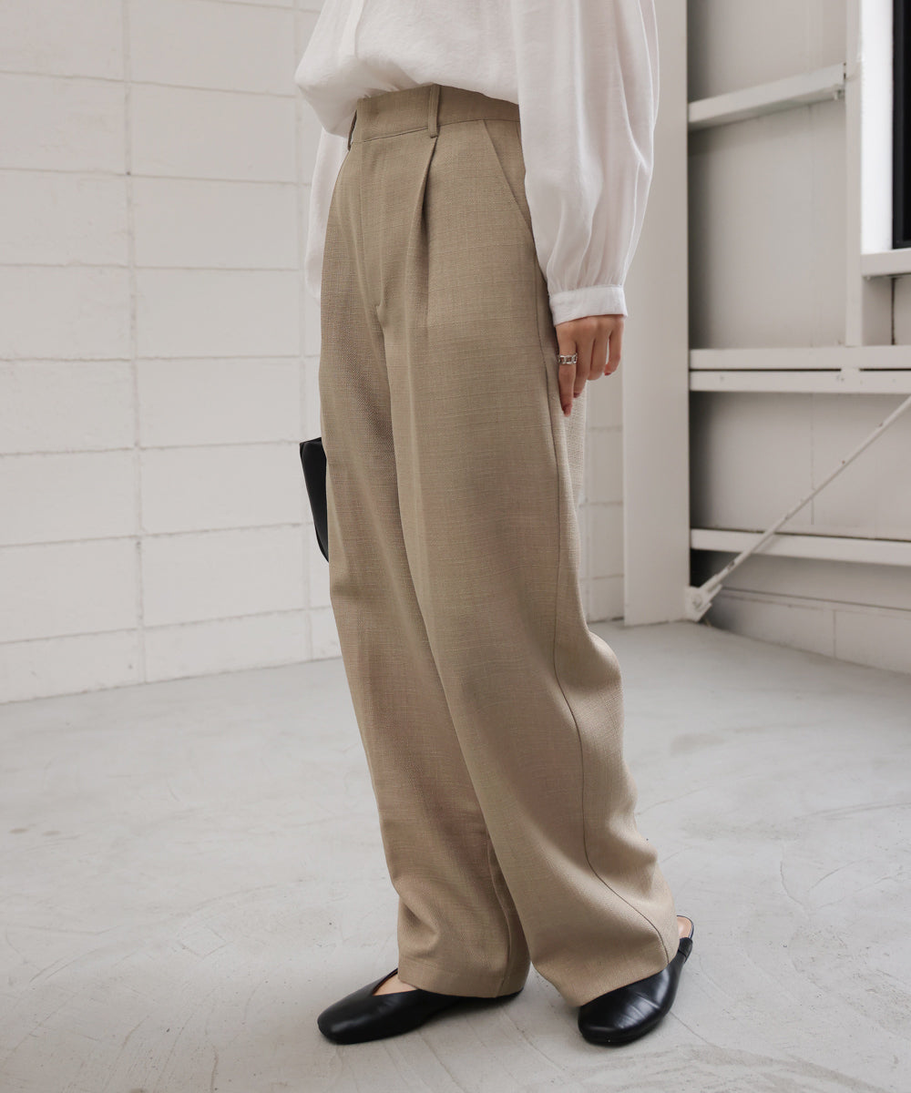 tweed tuck wide pants