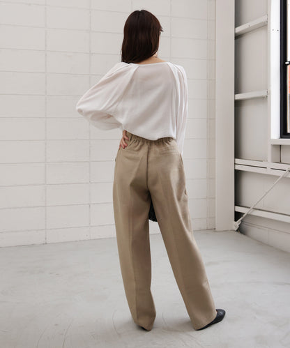 tweed tuck wide pants