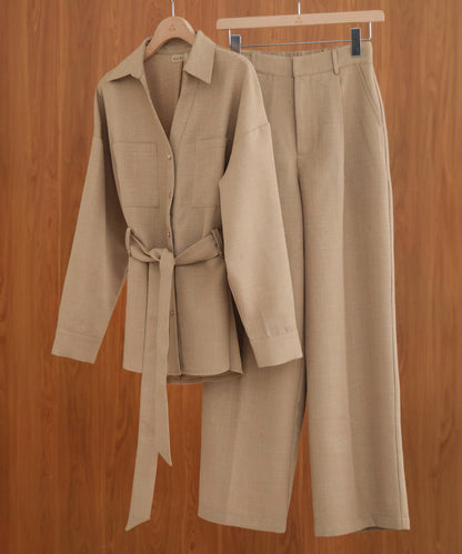 tweed tuck wide pants