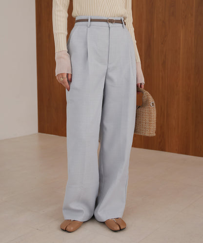 tweed tuck wide pants