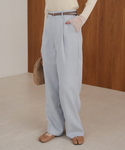 tweed tuck wide pants