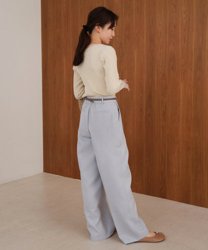 tweed tuck wide pants