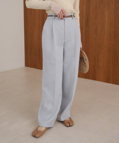 tweed tuck wide pants