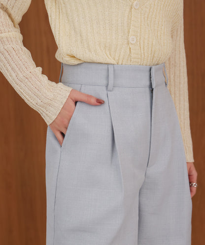 tweed tuck wide pants