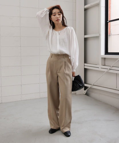 tweed tuck wide pants