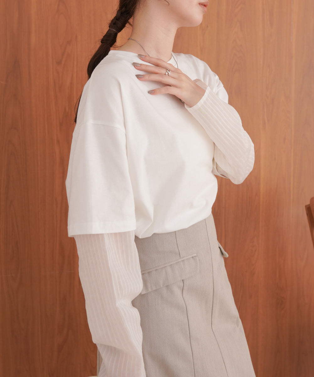 シアーストライプレイヤードプルオーバー