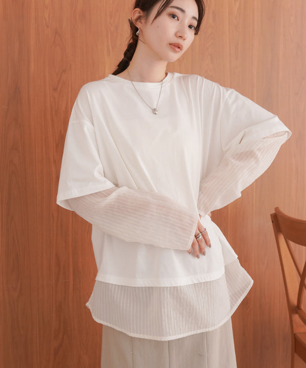 シアーストライプレイヤードプルオーバー