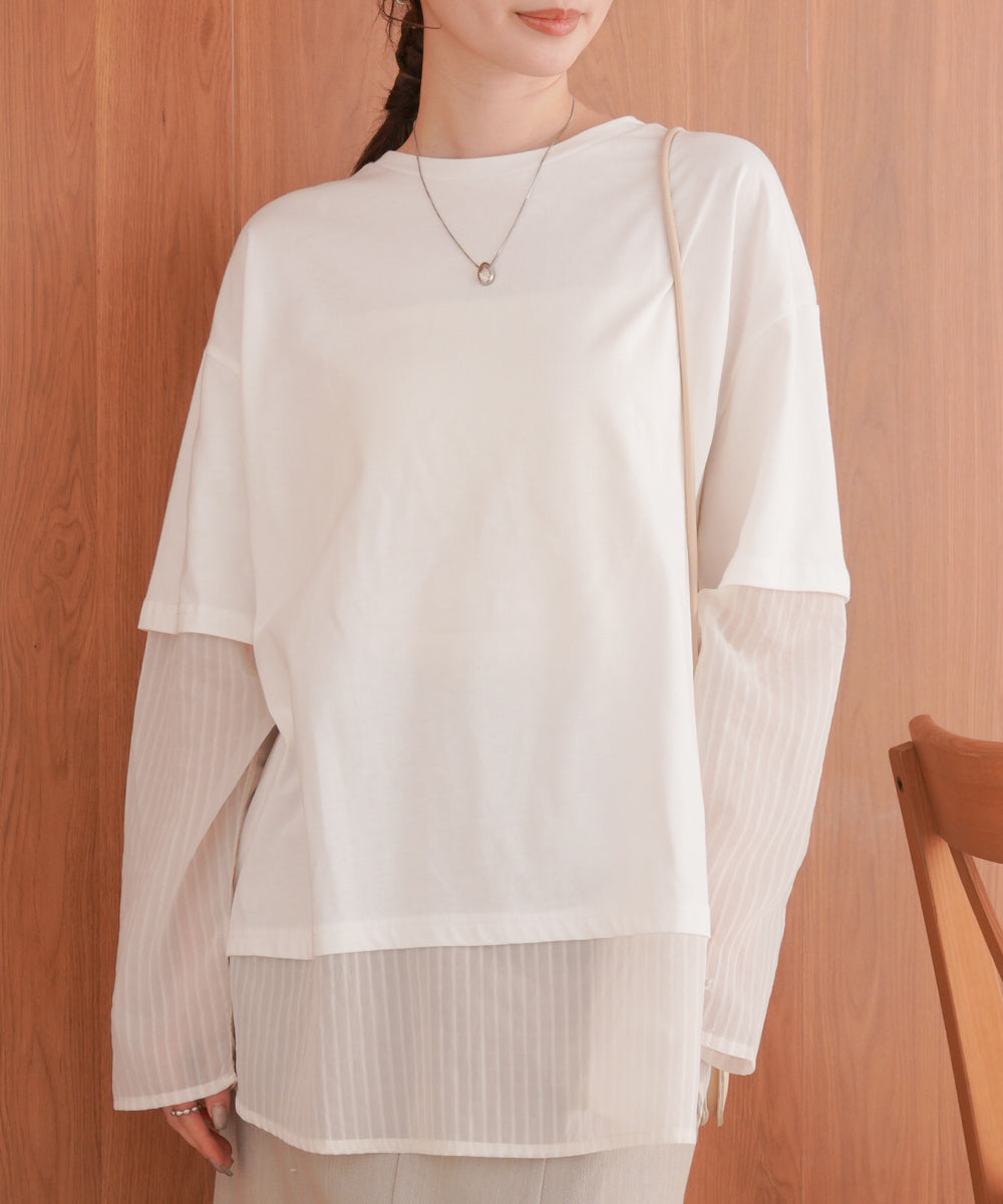 シアーストライプレイヤードプルオーバー