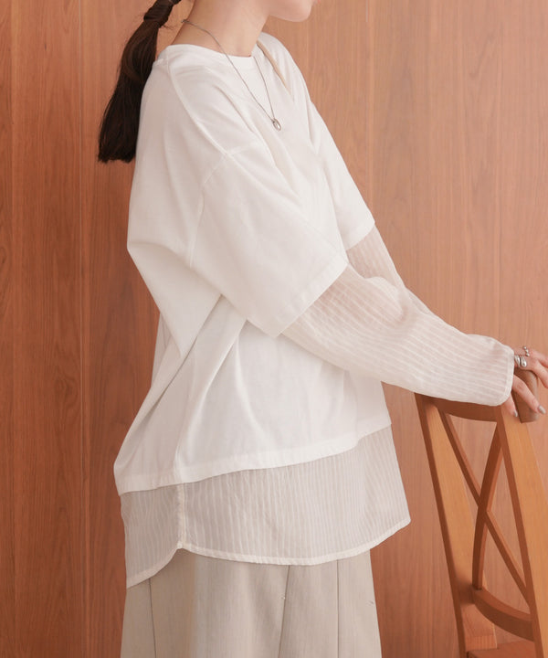 シアーストライプレイヤードプルオーバー