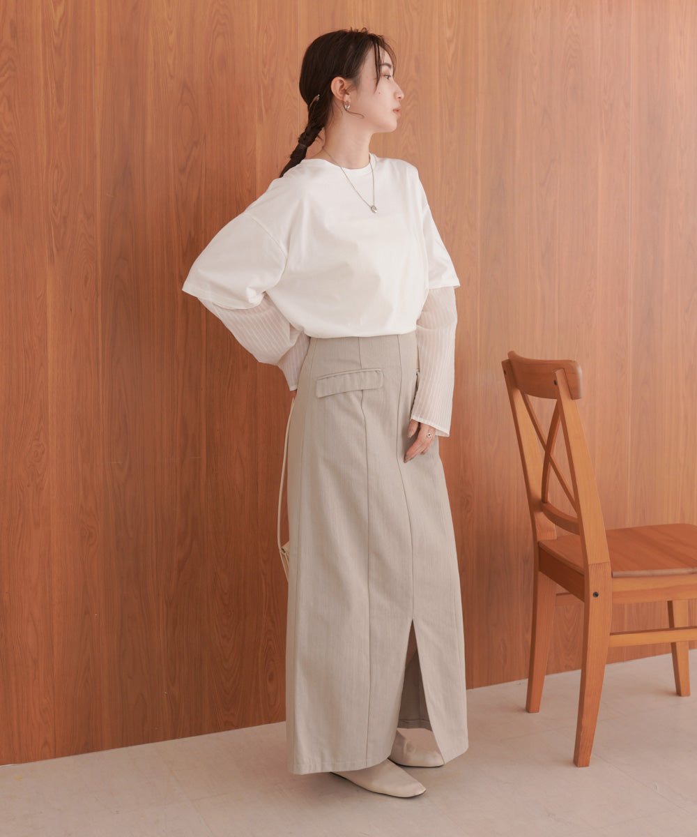 シアーストライプレイヤードプルオーバー