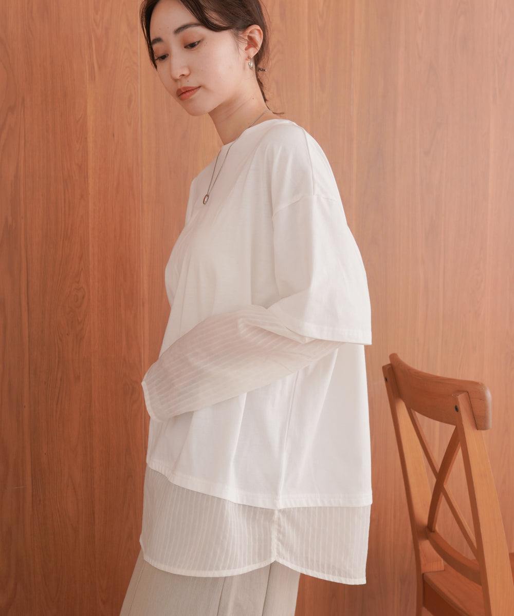 シアーストライプレイヤードプルオーバー