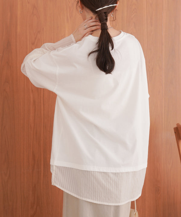 シアーストライプレイヤードプルオーバー