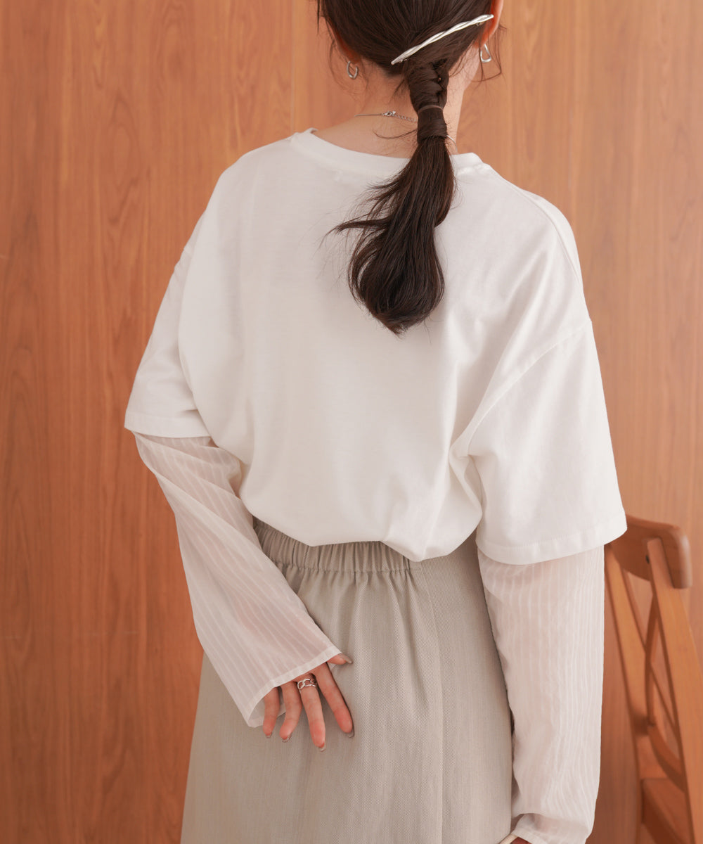 シアーストライプレイヤードプルオーバー