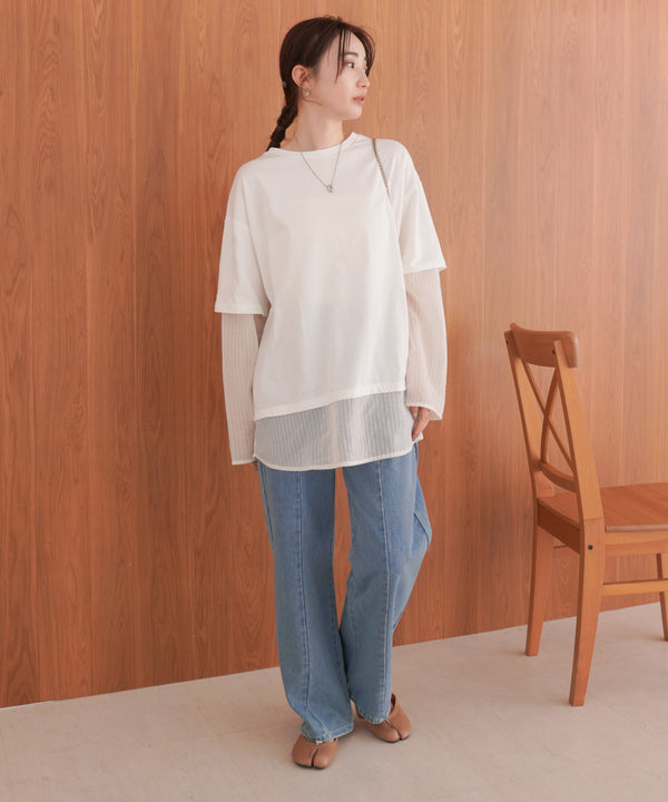 シアーストライプレイヤードプルオーバー