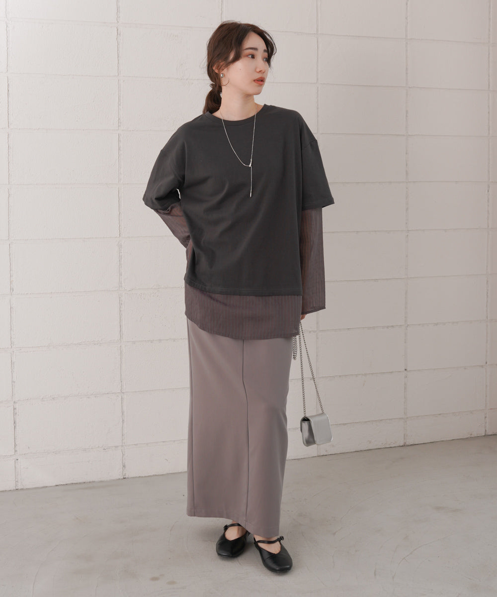 シアーストライプレイヤードプルオーバー