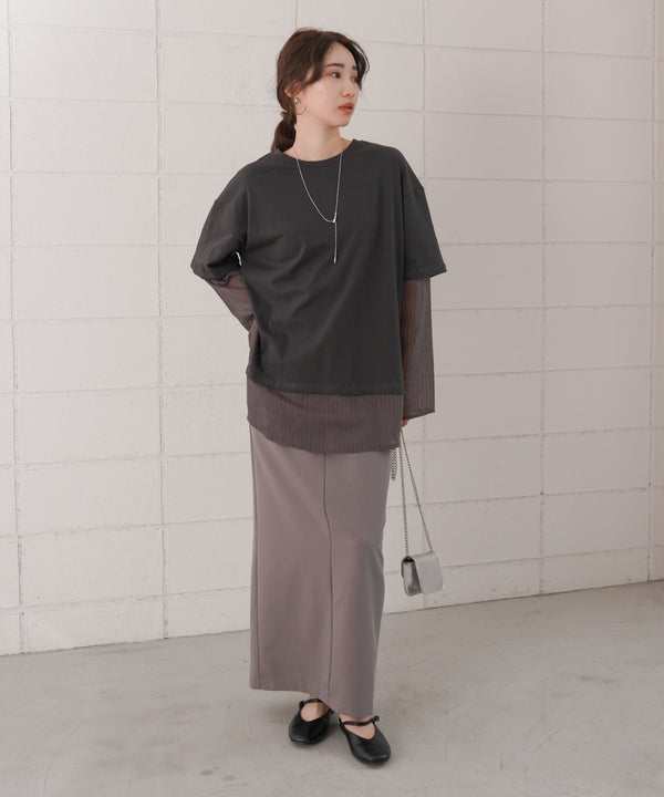 シアーストライプレイヤードプルオーバー