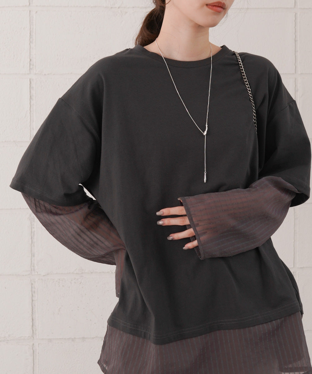 シアーストライプレイヤードプルオーバー