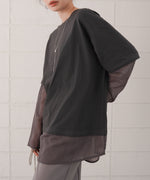 シアーストライプレイヤードプルオーバー