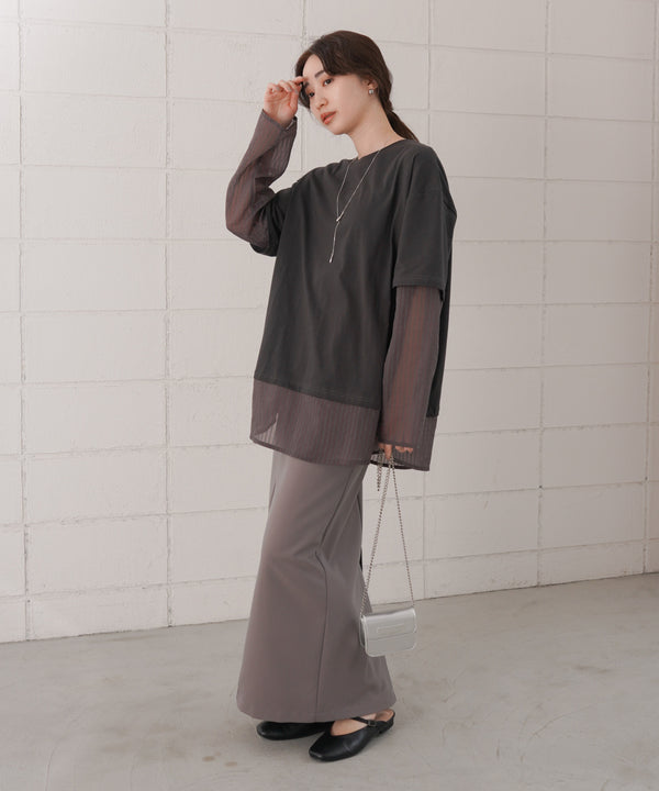 シアーストライプレイヤードプルオーバー