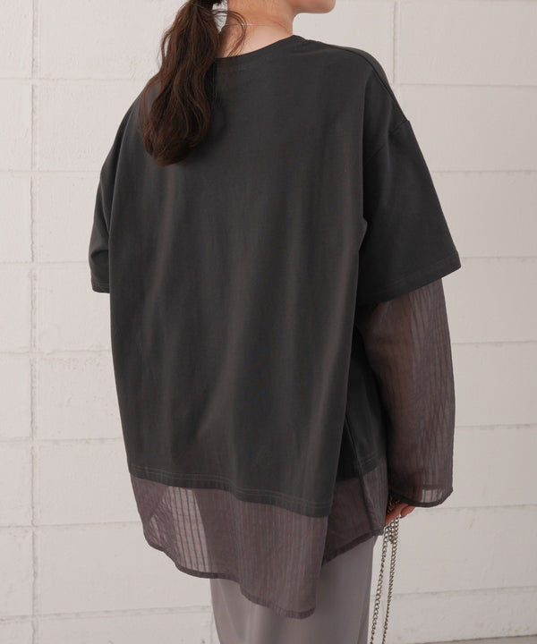 シアーストライプレイヤードプルオーバー