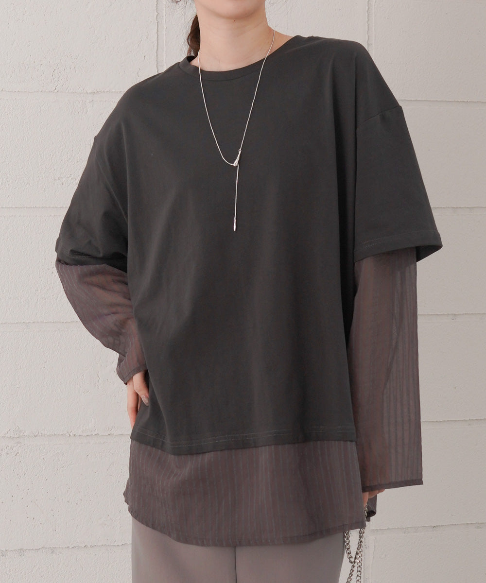 シアーストライプレイヤードプルオーバー