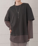 シアーストライプレイヤードプルオーバー