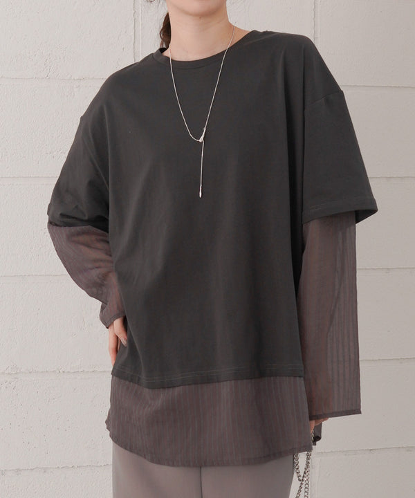 シアーストライプレイヤードプルオーバー